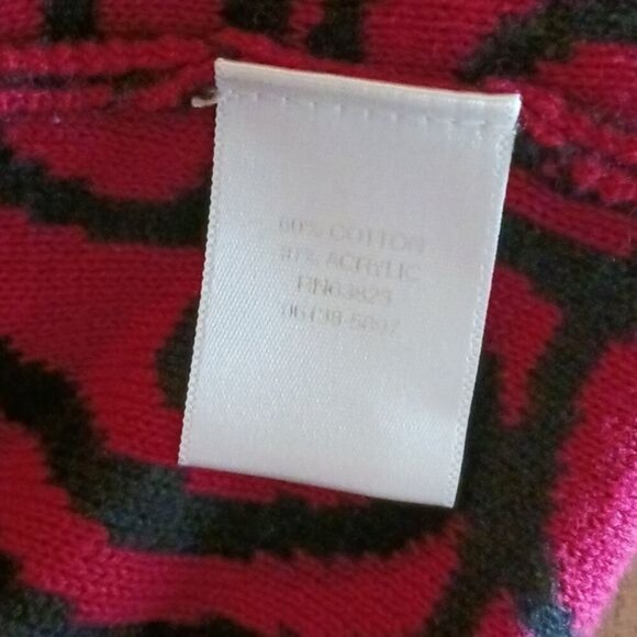 Christopher & Banks Cardigan Sweater Black Red Knit Swirl Pattern Womens Size L - Picture 7 of 7